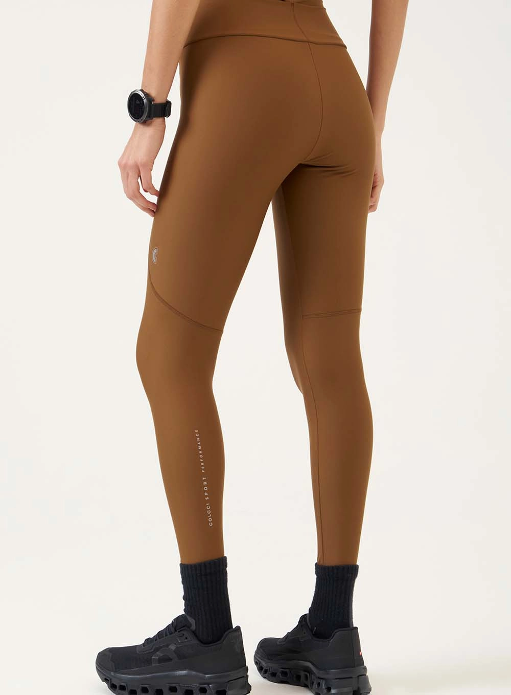 Calça Legging Com Cintura Alta Marrom