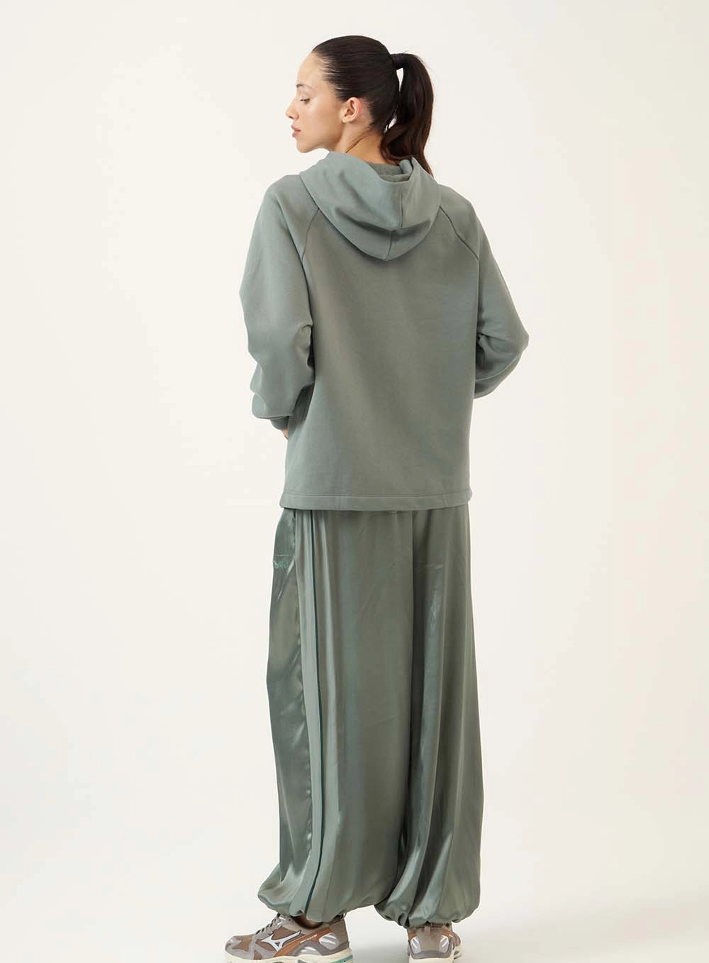 Calça Pantalona Com Cintura Elástica Verde