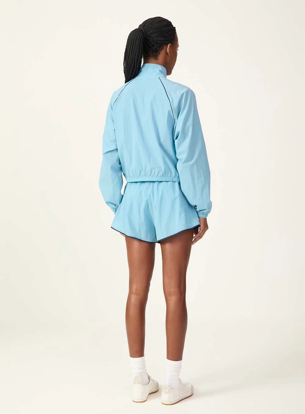 Short Esportivo Cintura Alta Com Pregas Azul