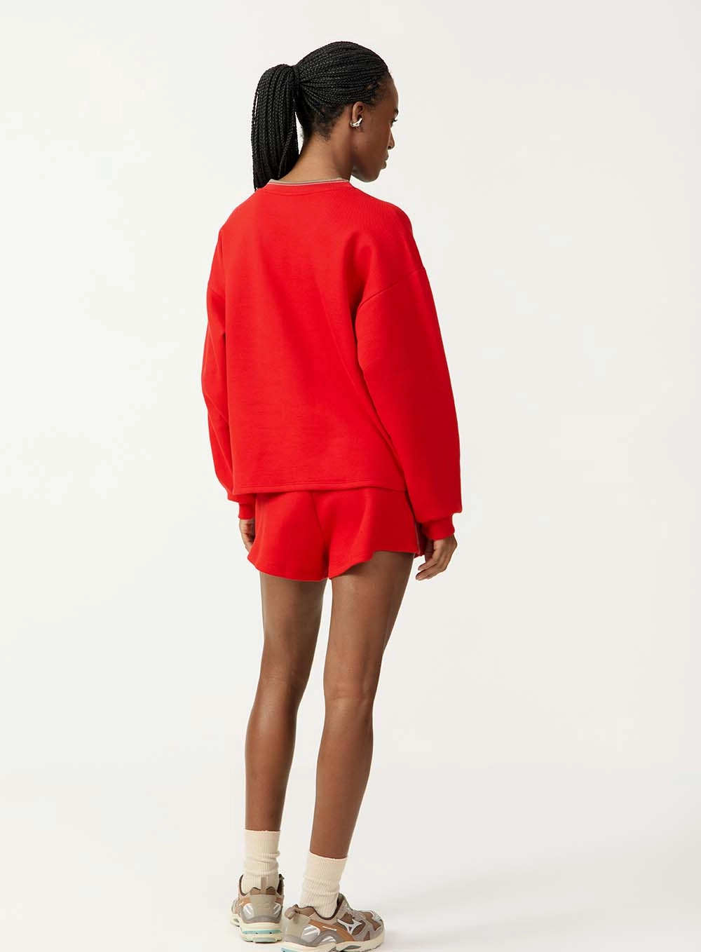 Short Moletom Esportivo Com Cós Elástico Vermelho