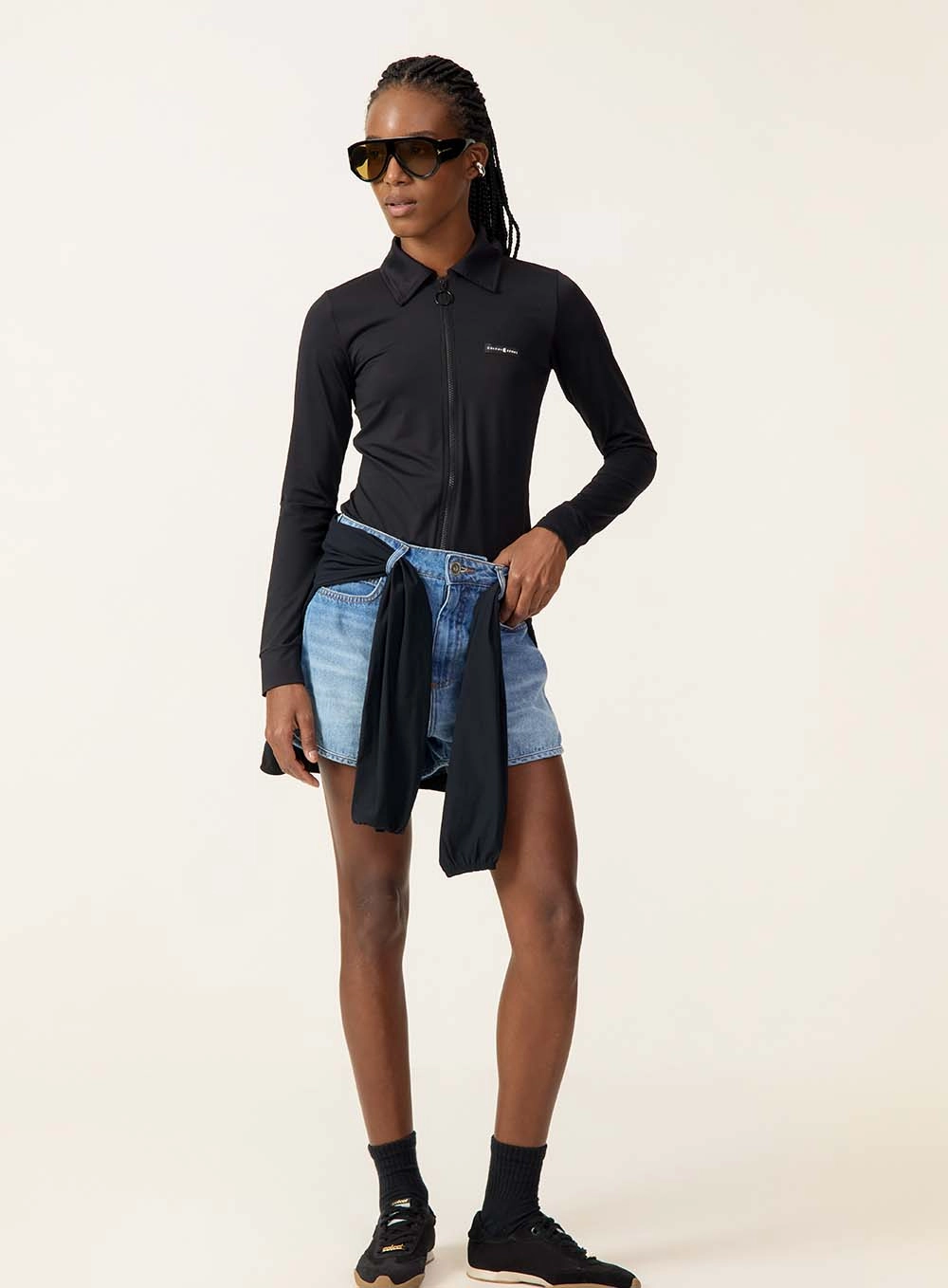 Short Jeans Runner De Cintura Alta Índigo