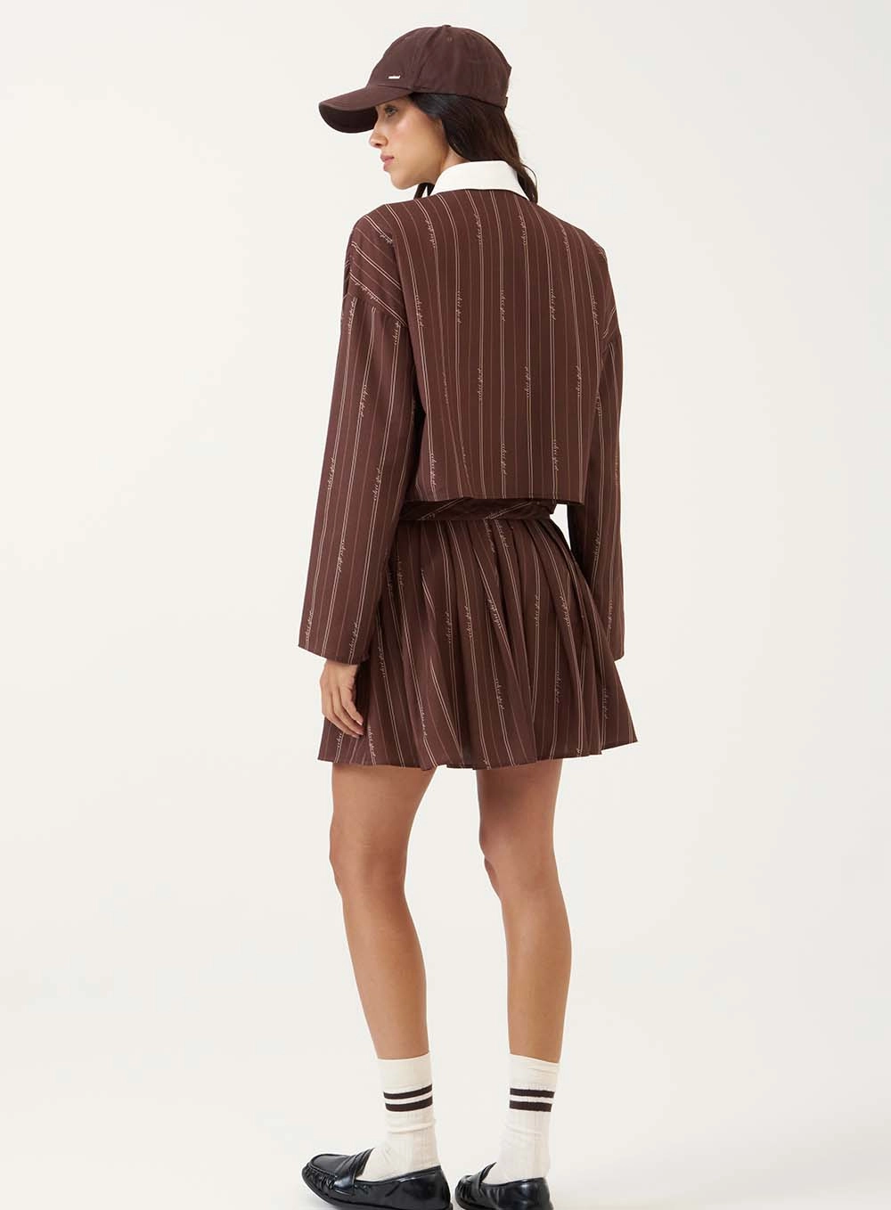 Saia Mini Plissada Pinstripe Estampados