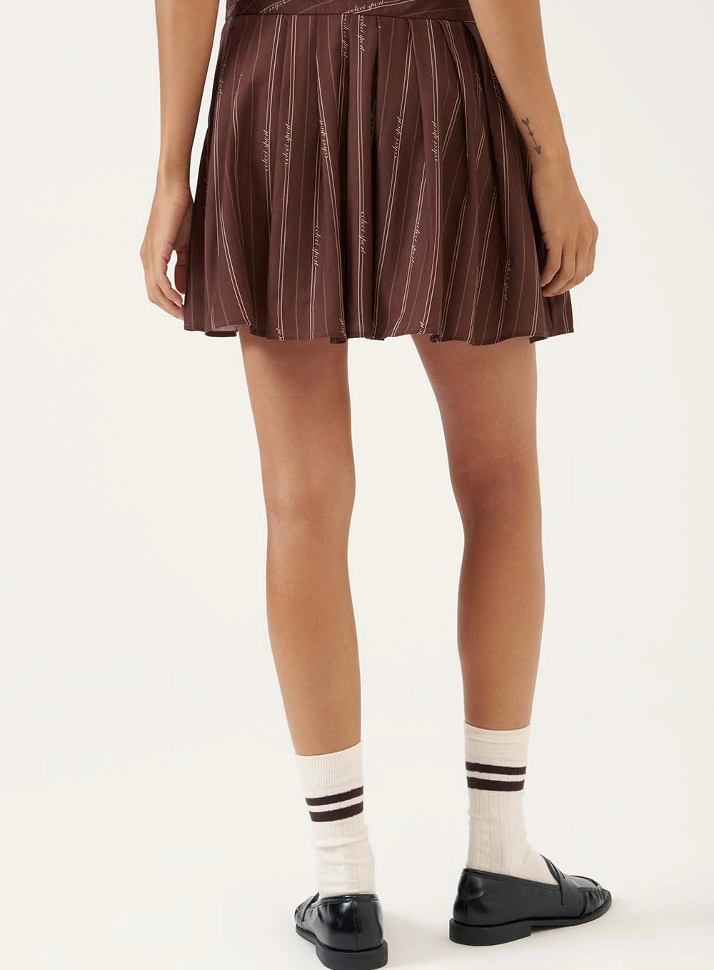 Saia Mini Plissada Pinstripe Estampados