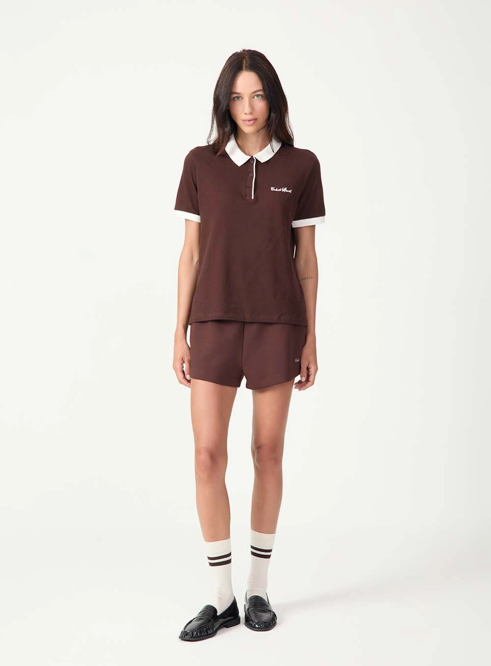 Polo Gola Contraste Marrom