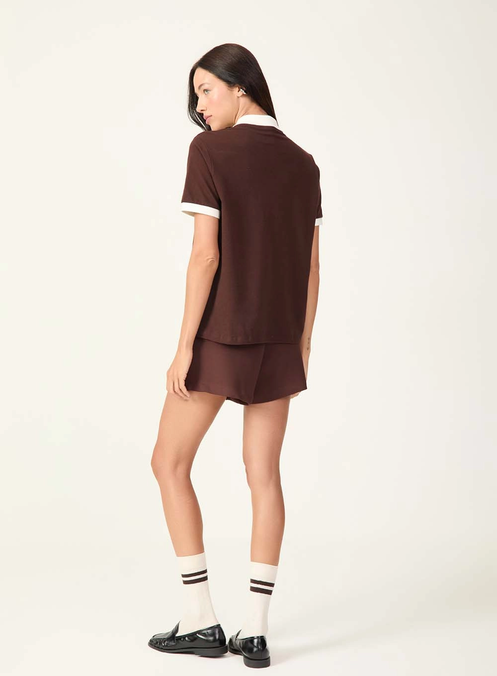 Polo Gola Contraste Marrom