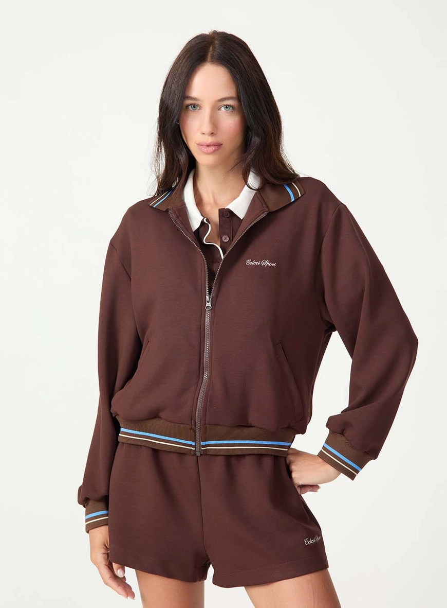 Jaqueta Cropped Com Listras