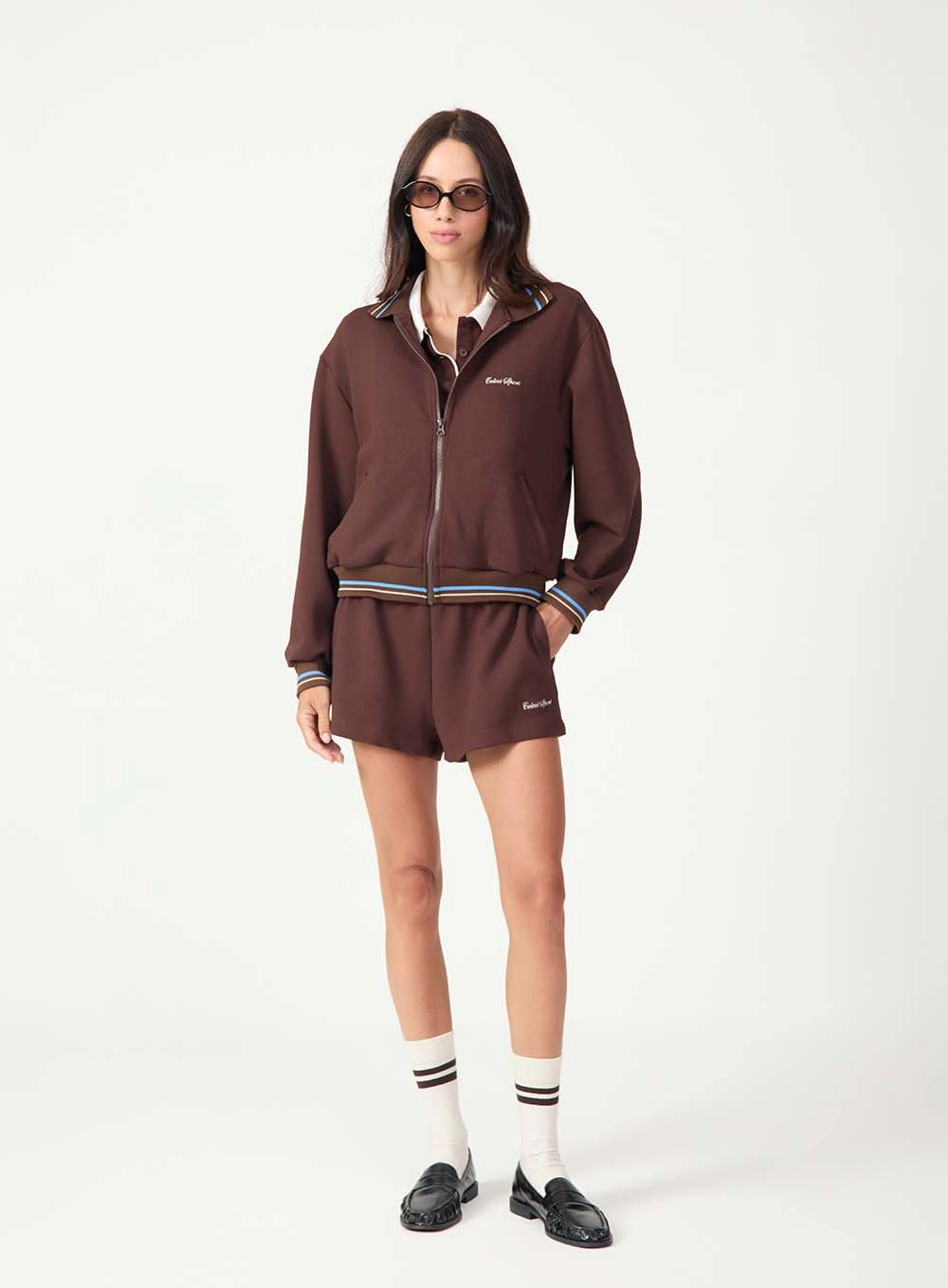 Jaqueta Cropped Com Listras Marrom