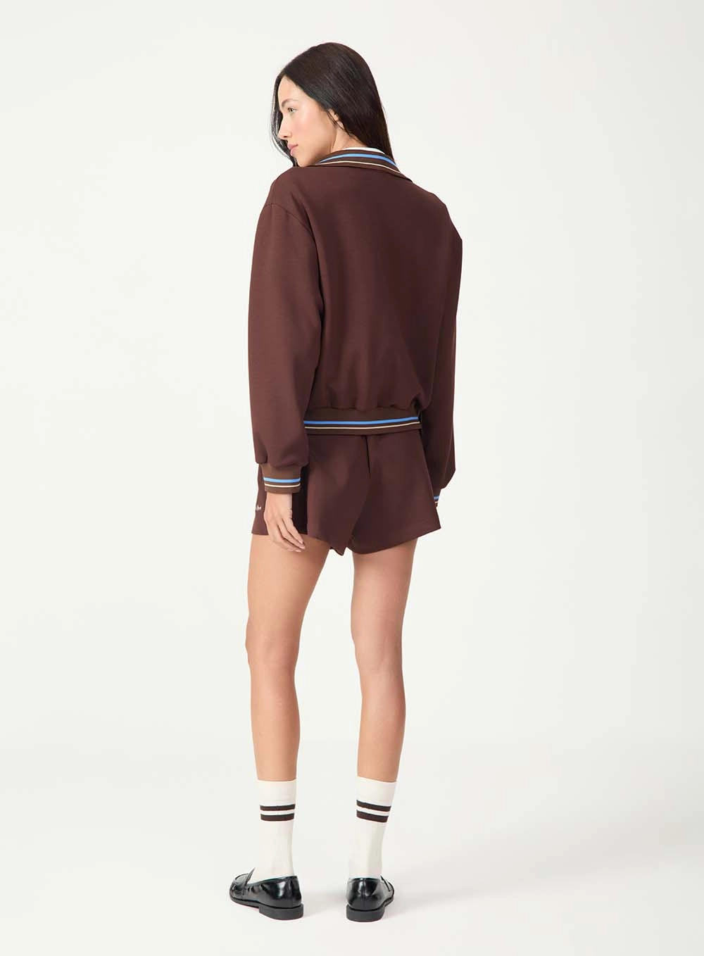 Jaqueta Cropped Com Listras Marrom