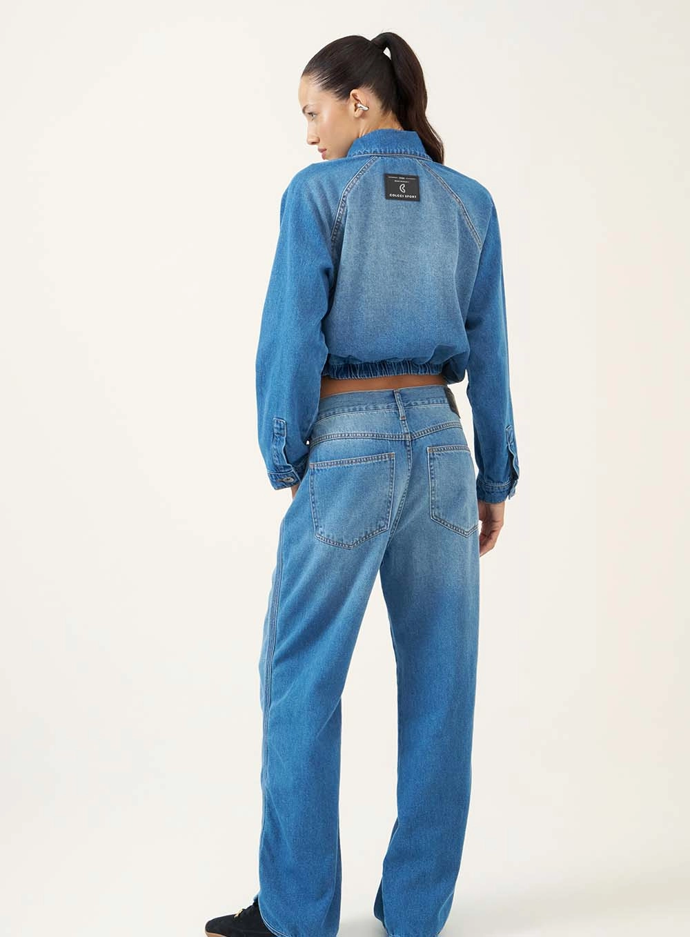 Jaqueta Cropped Balonê Regulável Índigo