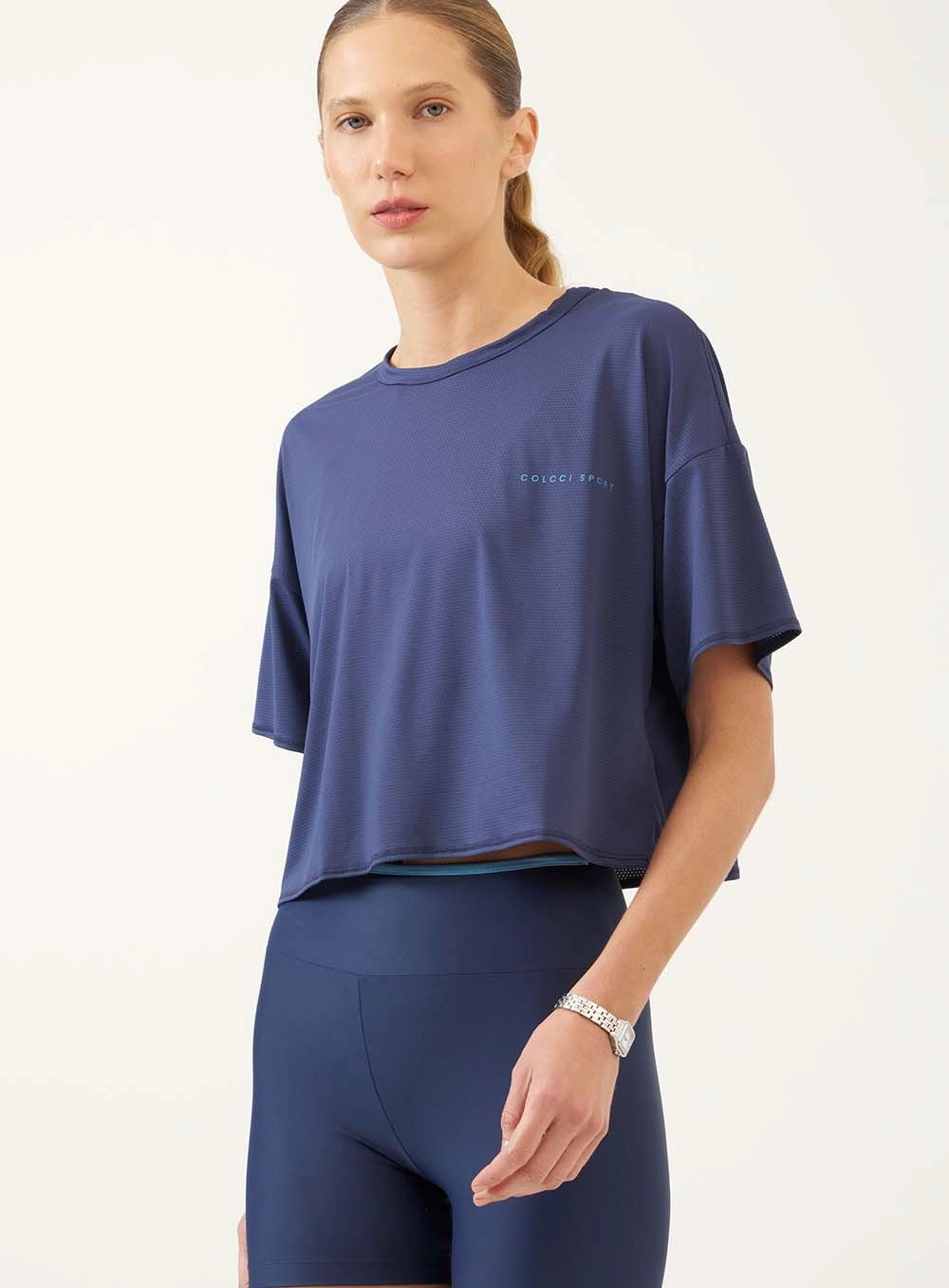 Camiseta Esportiva Cropped Healthy Lifestyle Azul