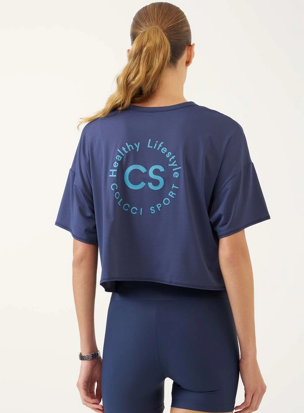 Camiseta Esportiva Cropped Healthy Lifestyle Azul