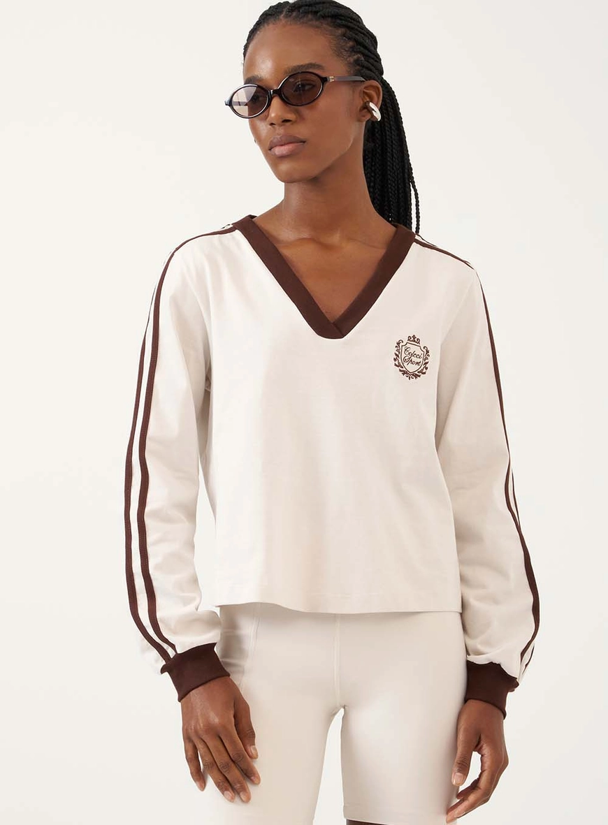 Camiseta Manga Longa Gola V Esportiva Retrô