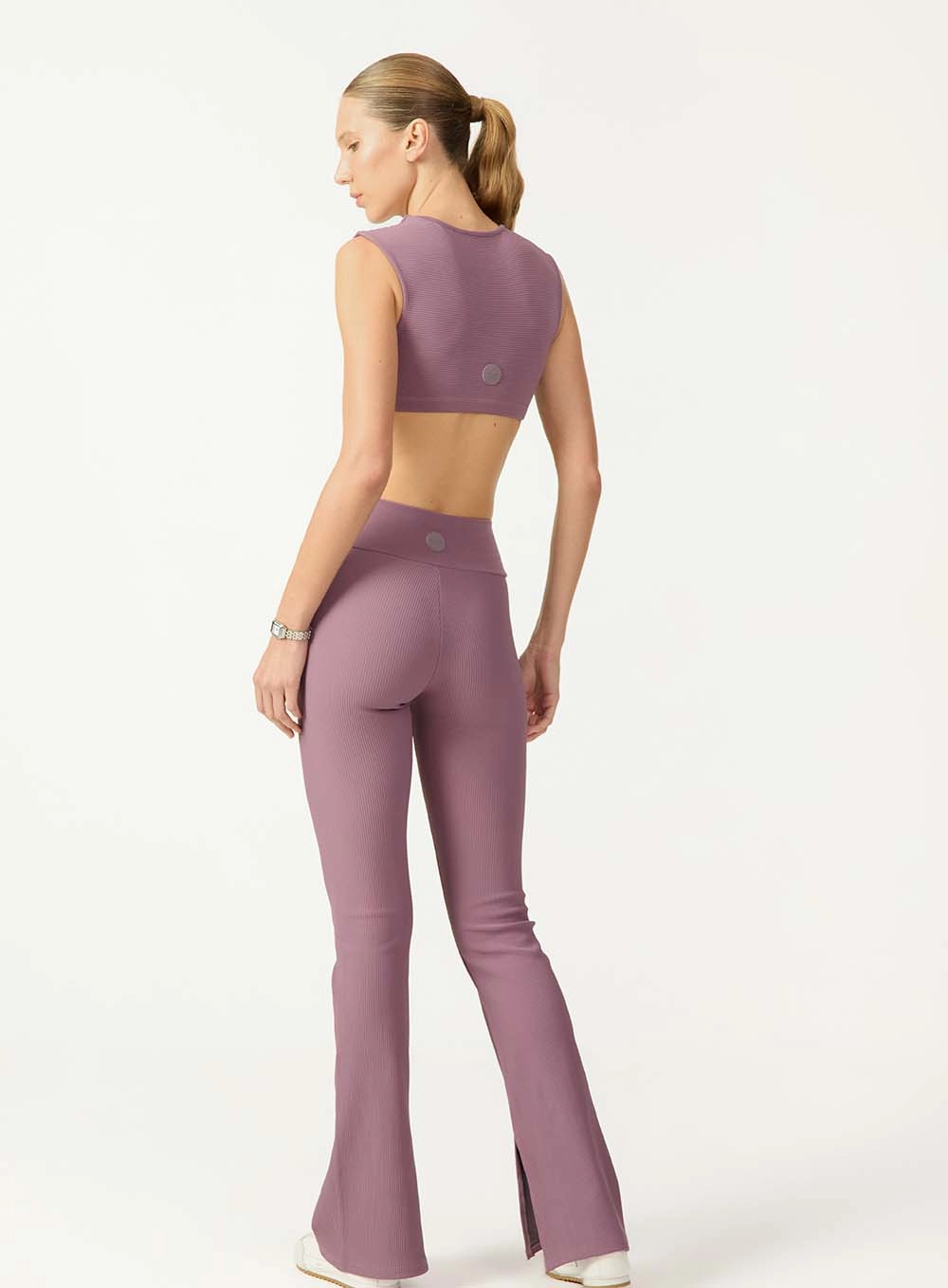 Blusa Cropped Canelada Ajustada Roxo