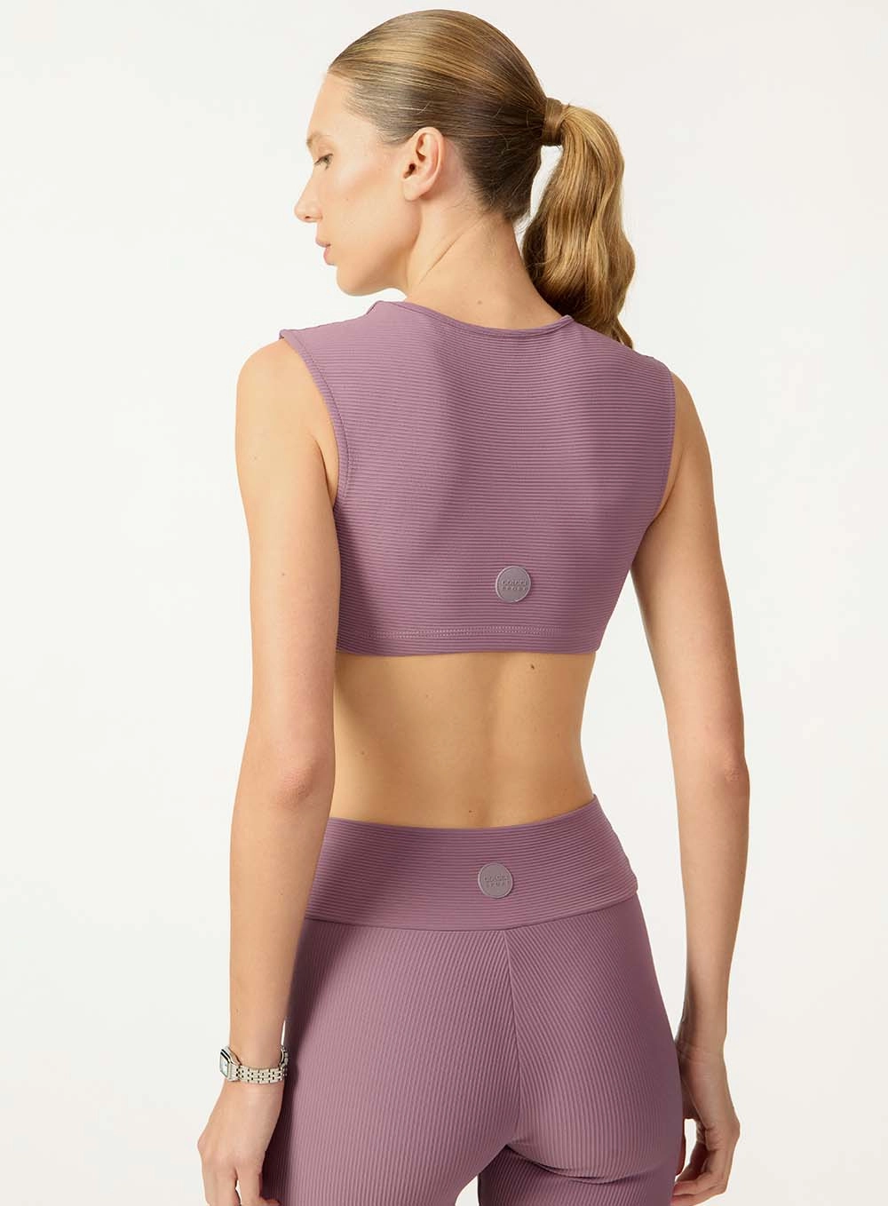 Blusa Cropped Canelada Ajustada Roxo