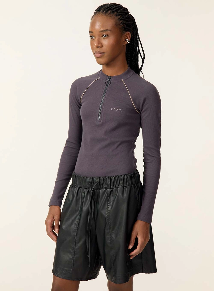 Blusa De Manga Longa Half-zip