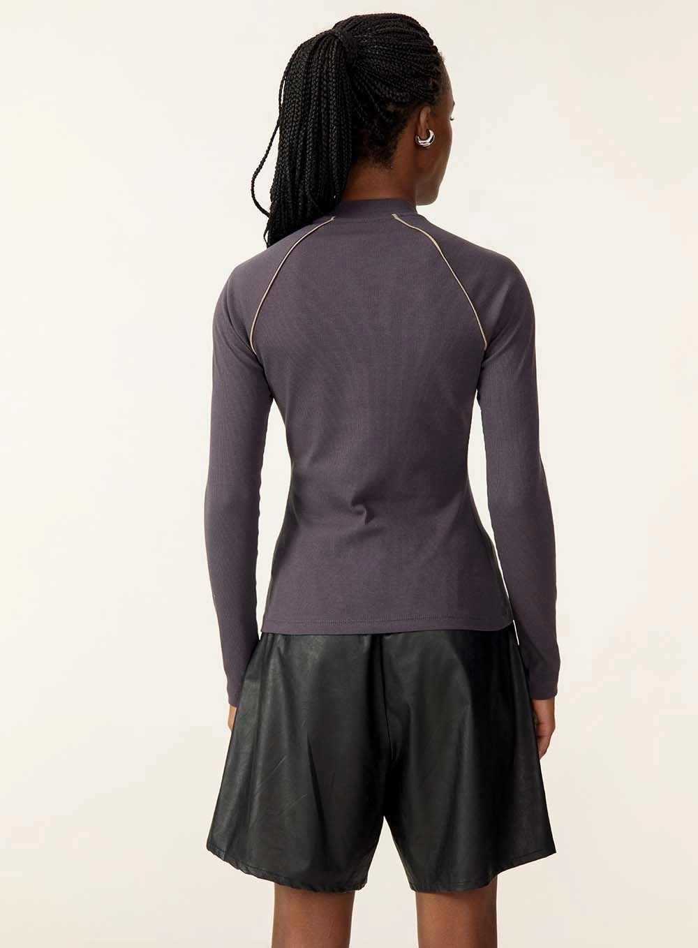 Blusa De Manga Longa Half-zip Cinza