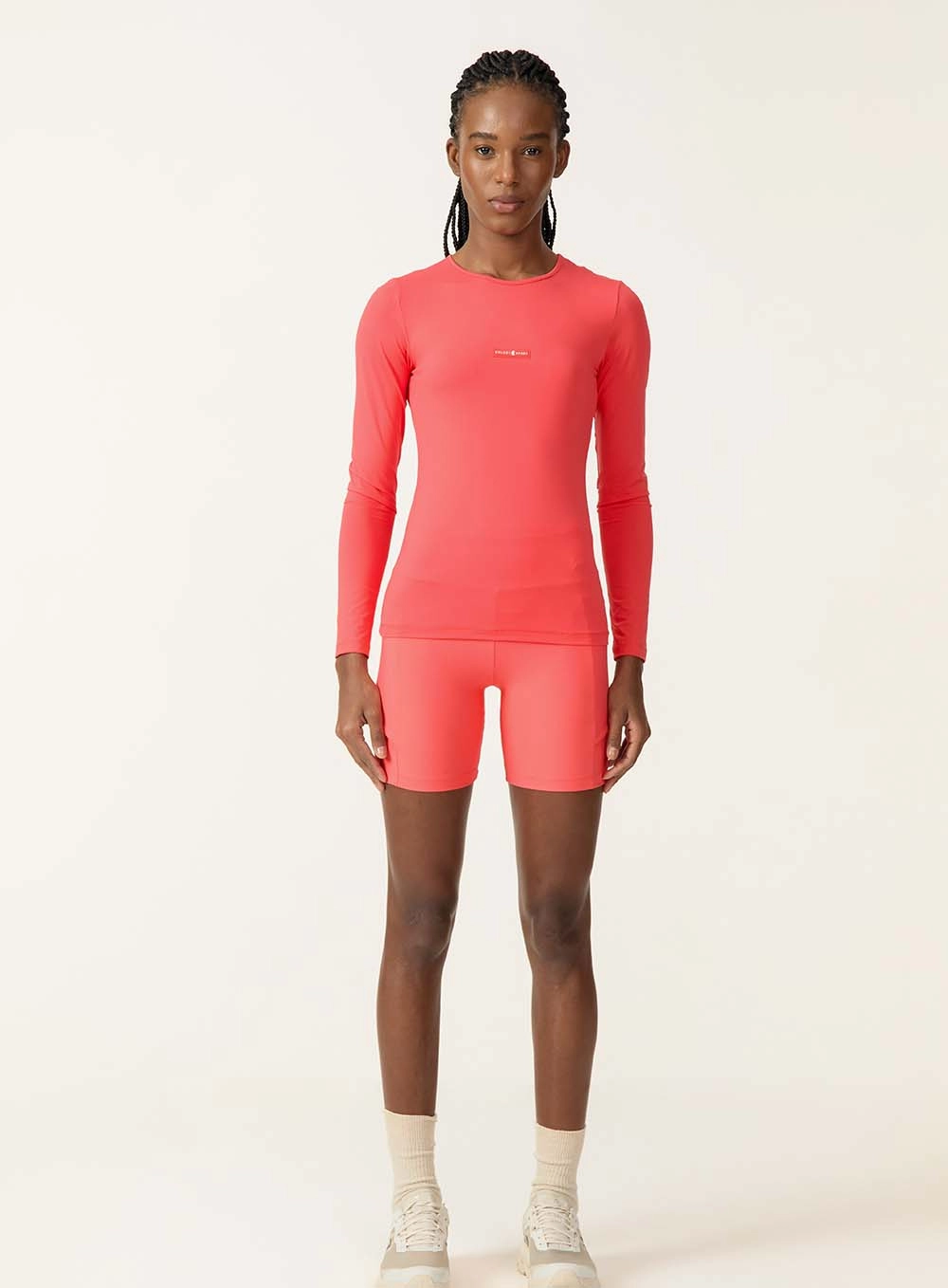 Blusa Esportiva Manga Longa Ajustada Vermelho