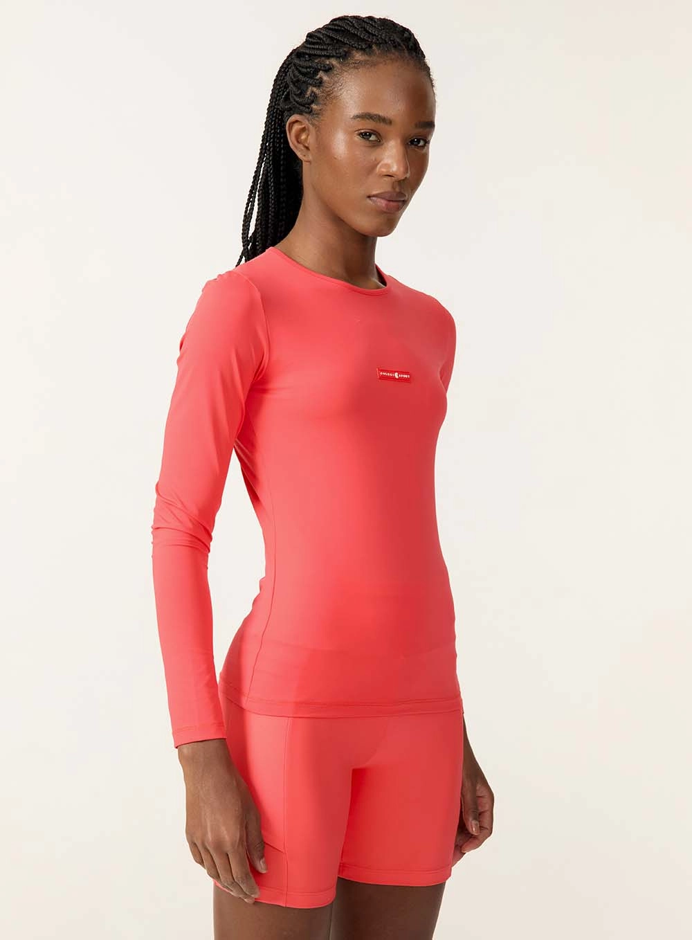 Blusa Esportiva Manga Longa Ajustada Vermelho