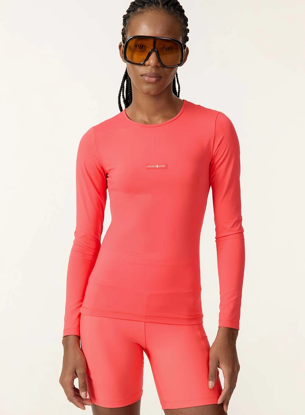 Blusa Esportiva Manga Longa Ajustada Vermelho