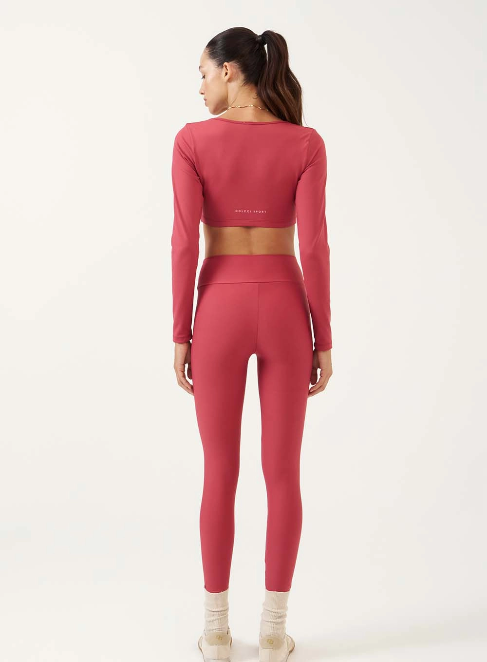 Blusa Cropped Esportiva Manga Longa Vermelho