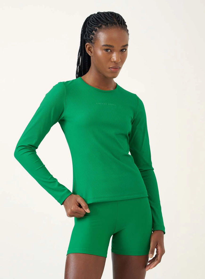 Blusa Esportiva Canelada Manga Longa
