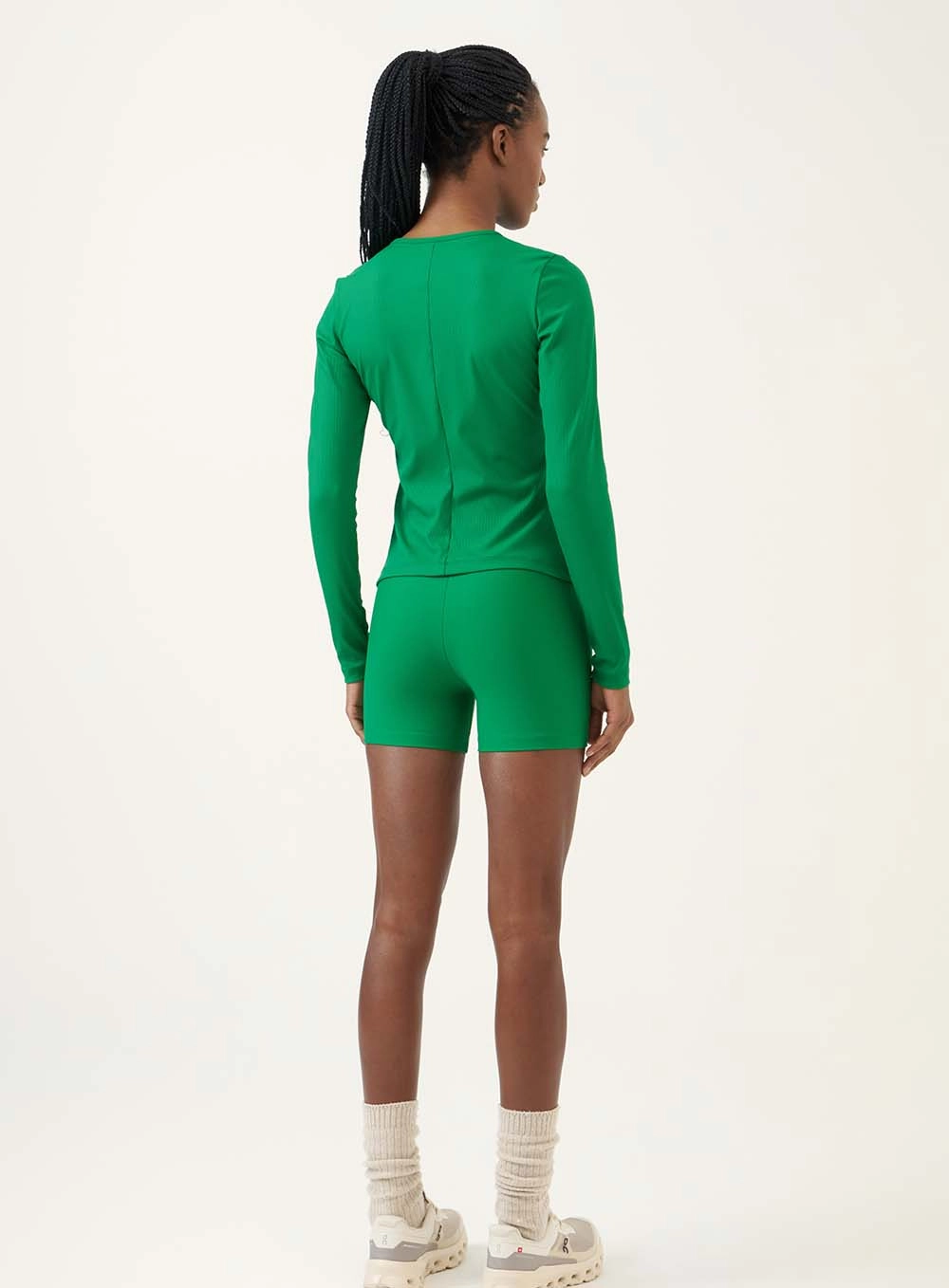 Blusa Esportiva Canelada Manga Longa Verde
