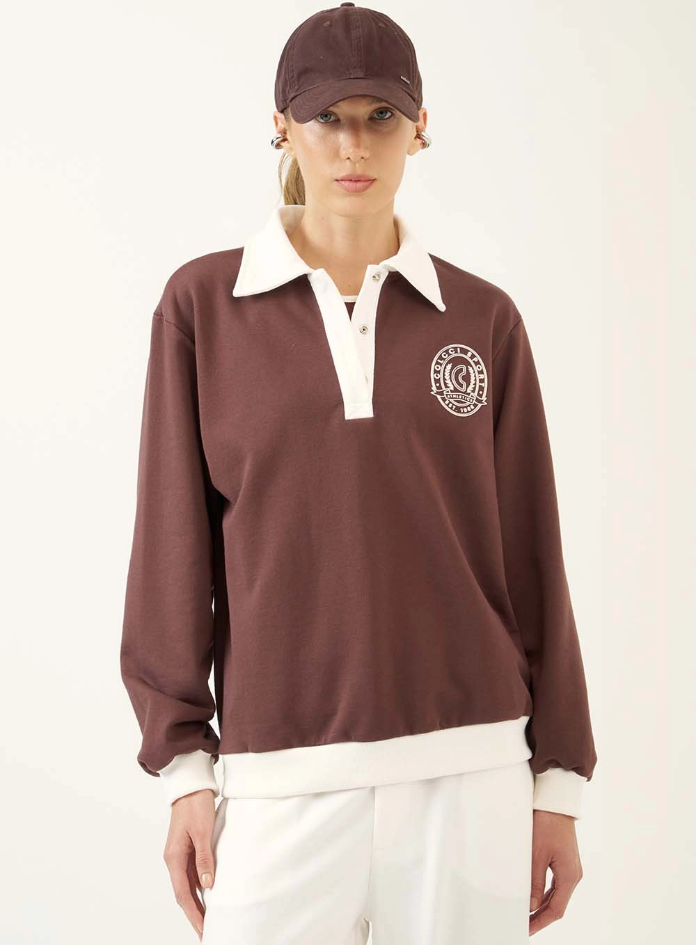 Blusão Polo Com Gola Contrastante Marrom