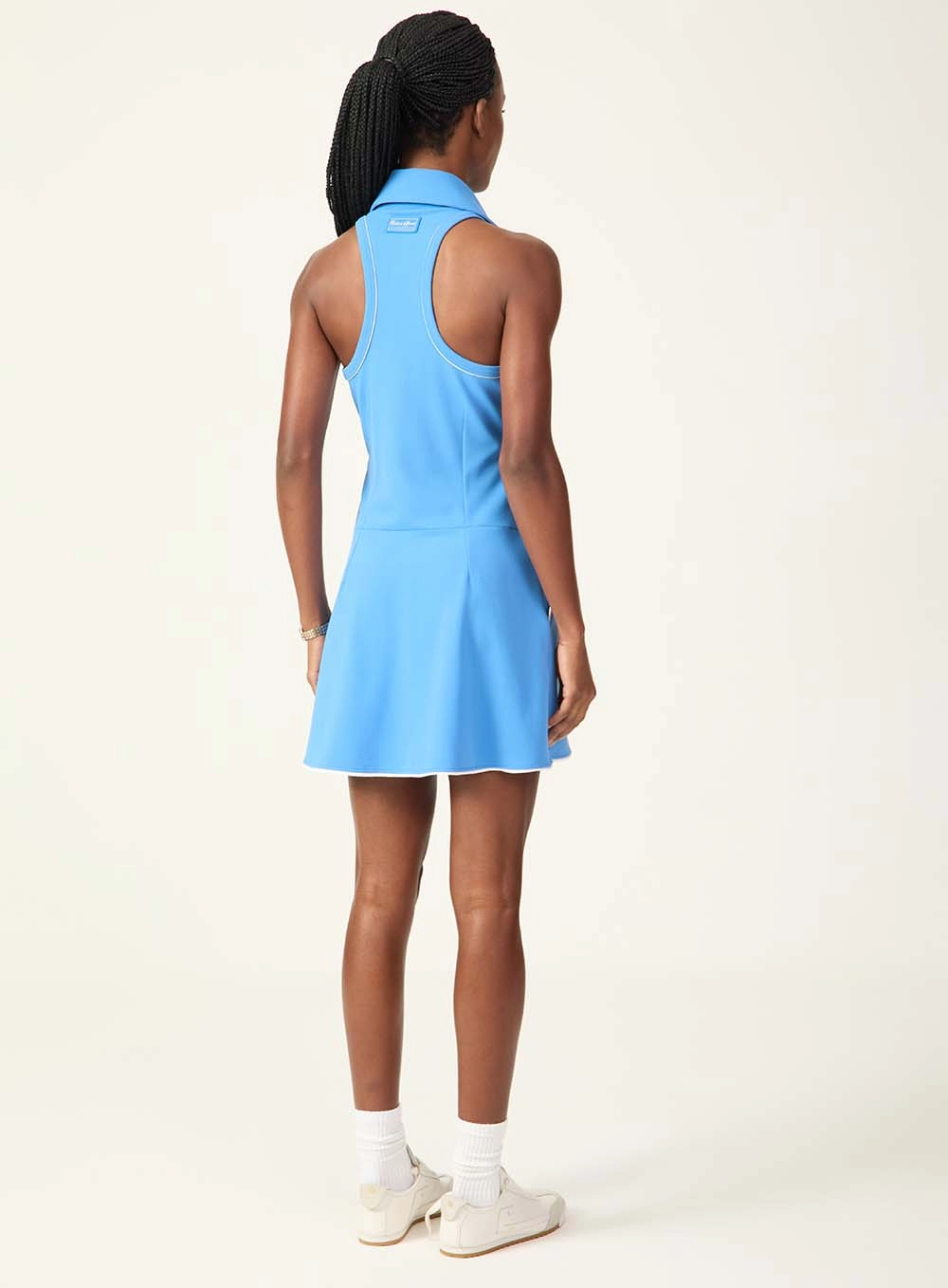 Vestido Evasê Gola Polo Azul