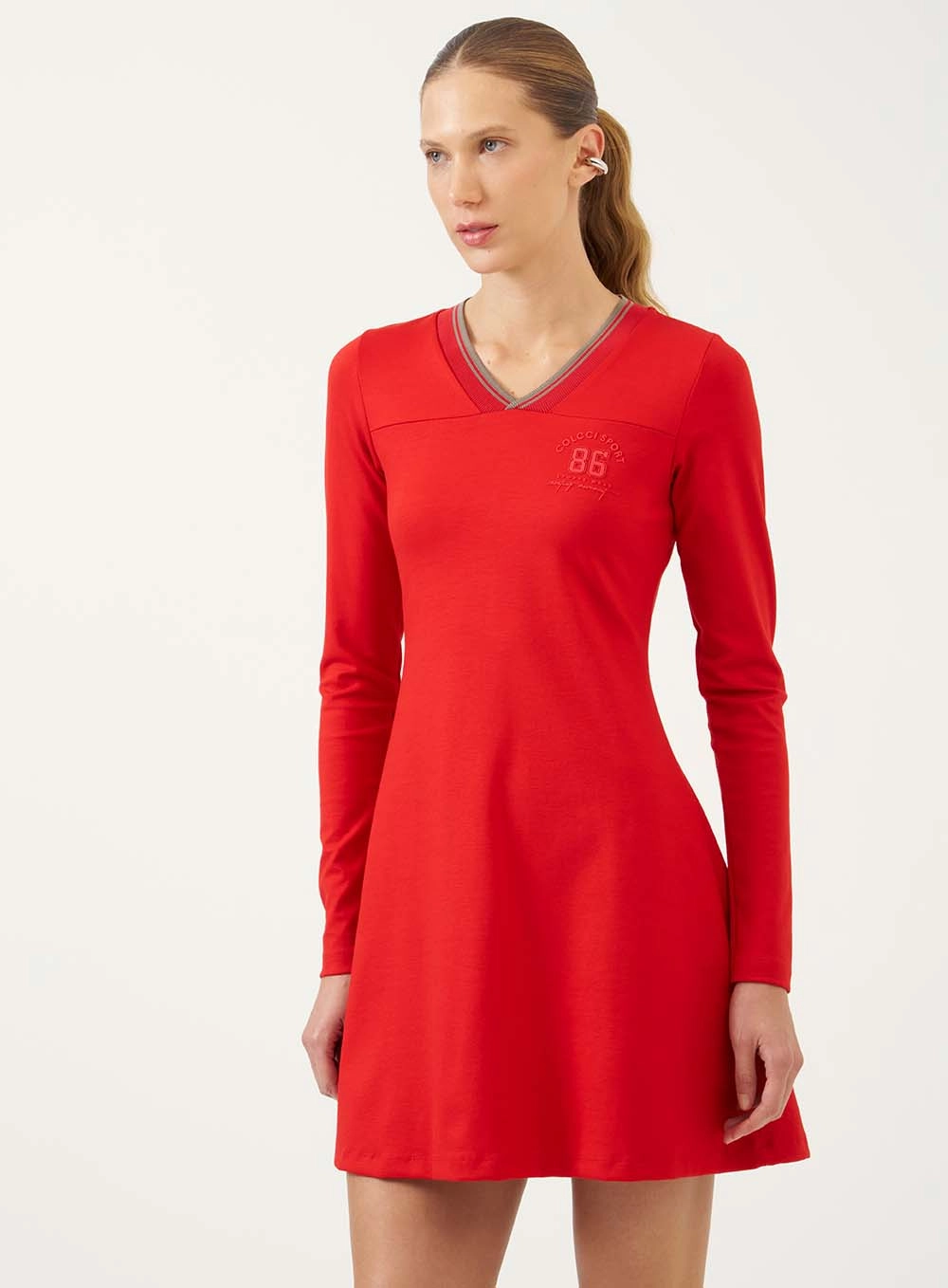 Vestido Evasê Casual Esportivo Vermelho