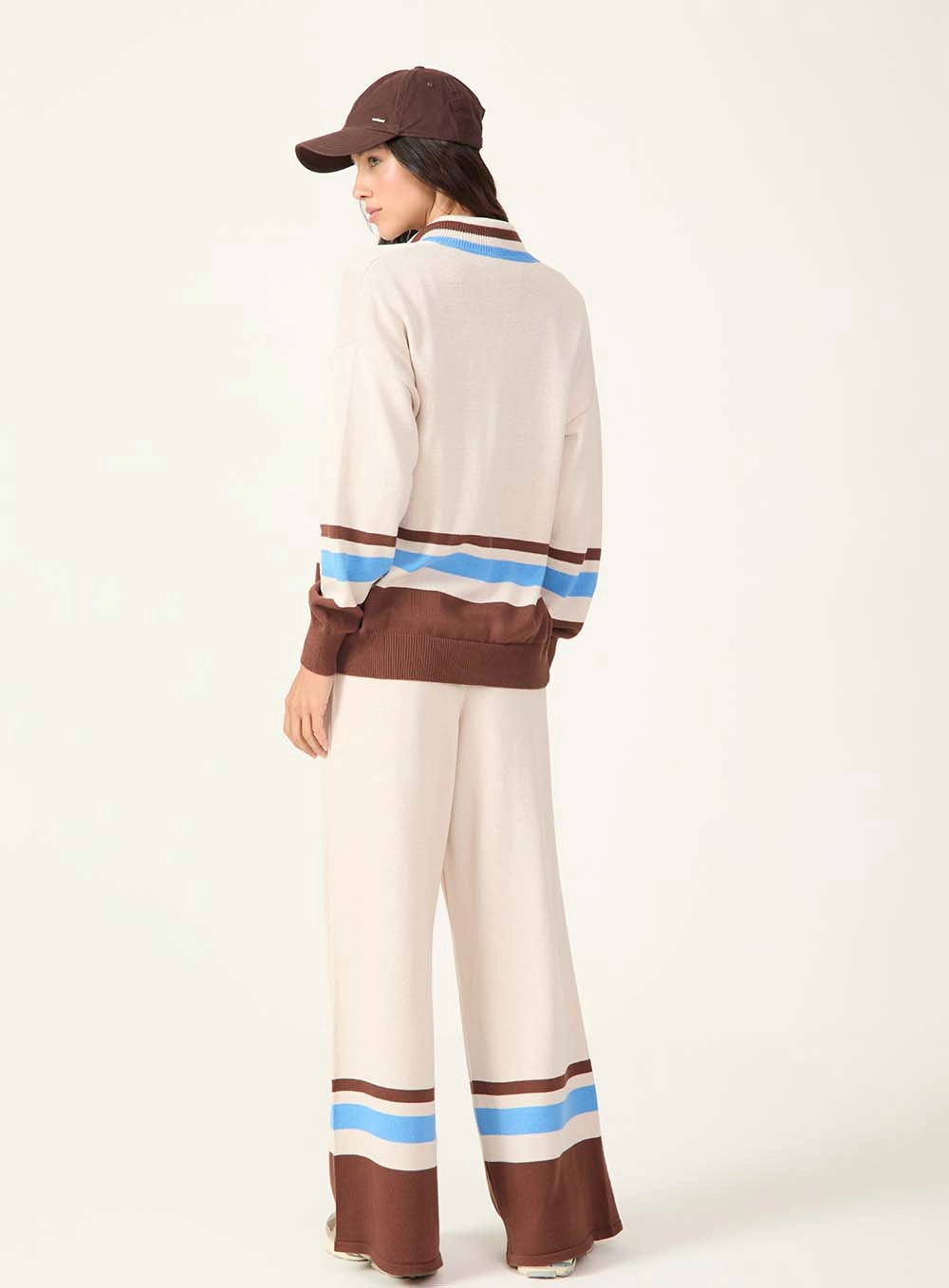Cardigan Gola Polo Com Listras Estampados