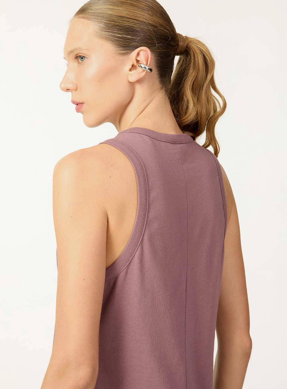 Vestido Midi Fenda Lateral Algodão Roxo
