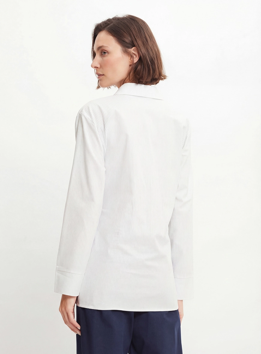 Camisa Feminina Alfaiataria Listrada Off 2