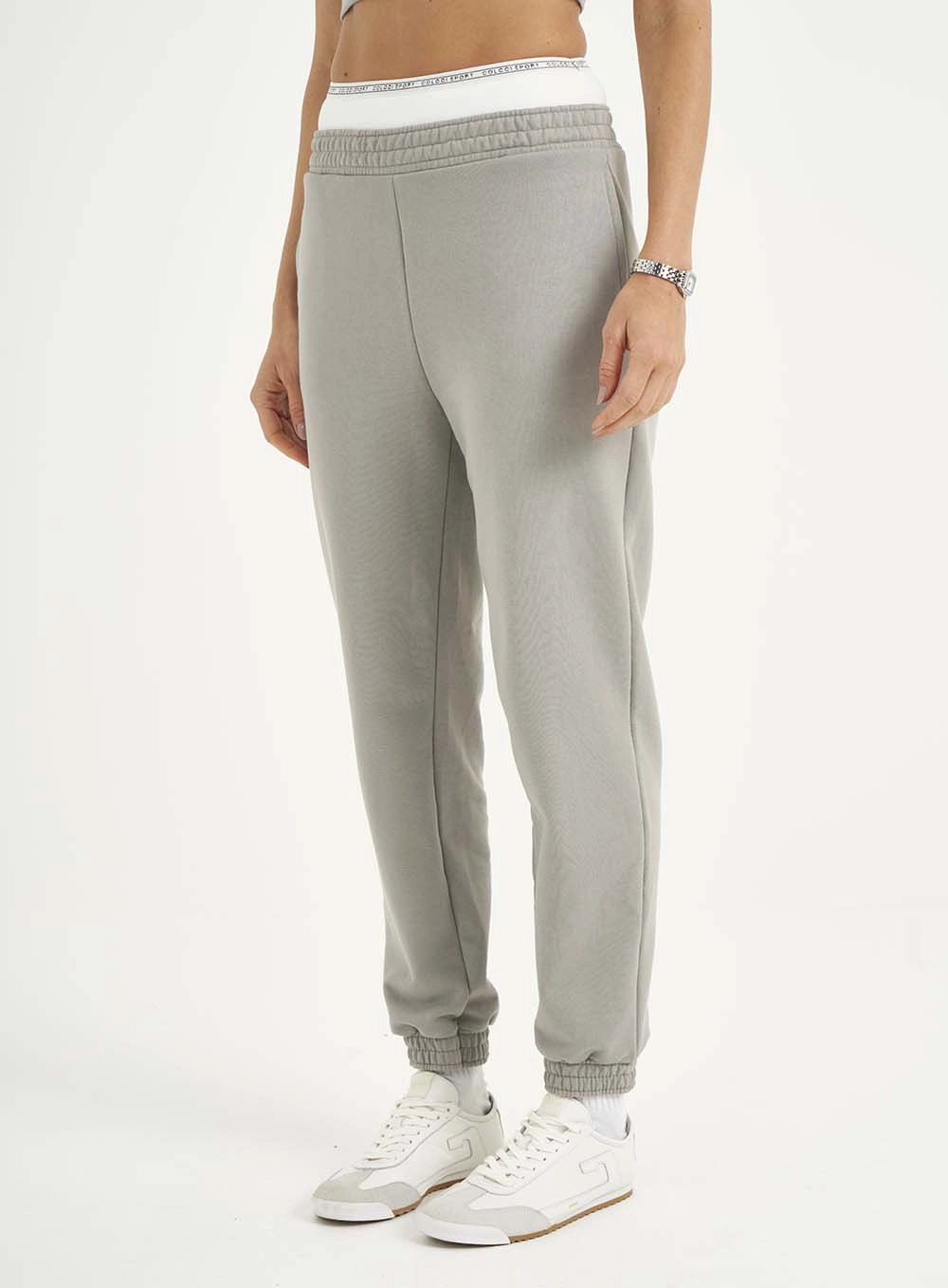 Calça Moletom Feminina Jogger Cinza