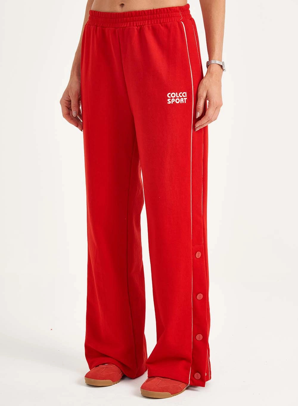 Calça Moletom Feminina Wide Leg Vermelho