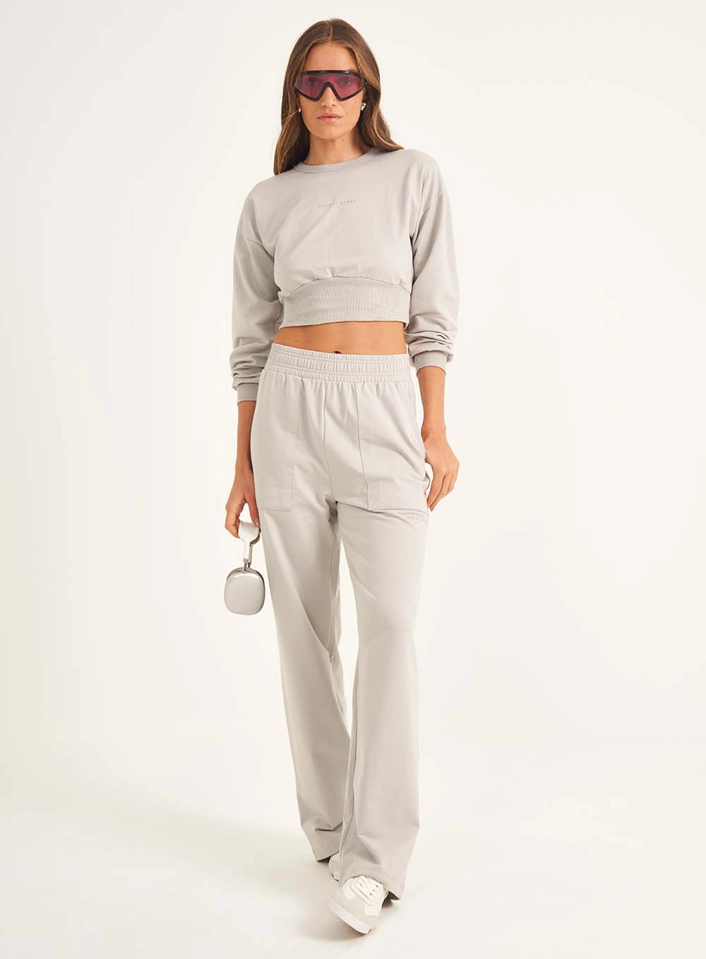Calça Moletom Feminina Wide Leg Comfort Cinza