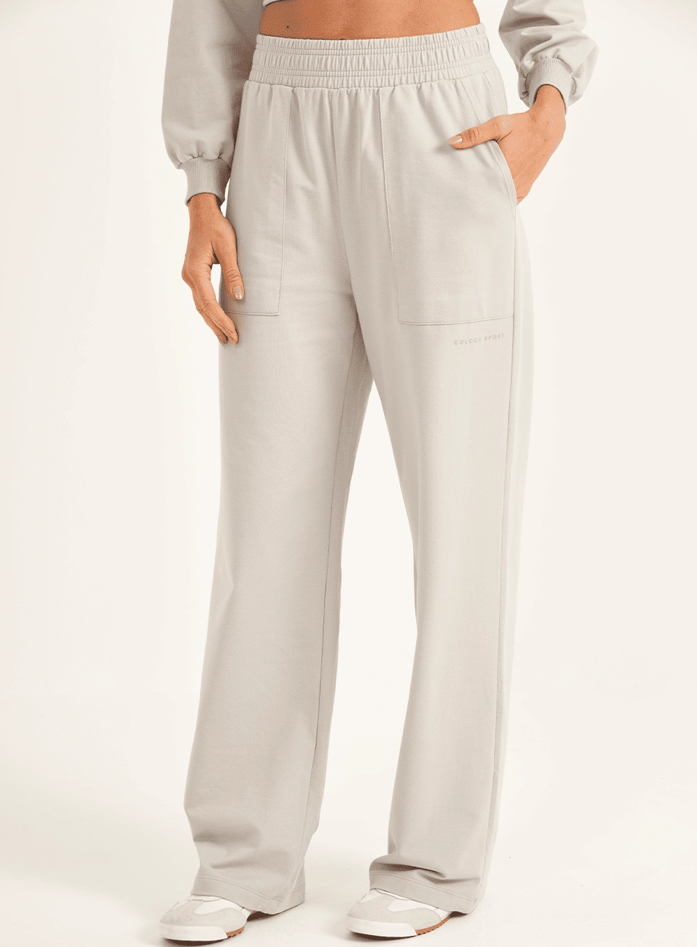 Calça Moletom Feminina Wide Leg Comfort Cinza