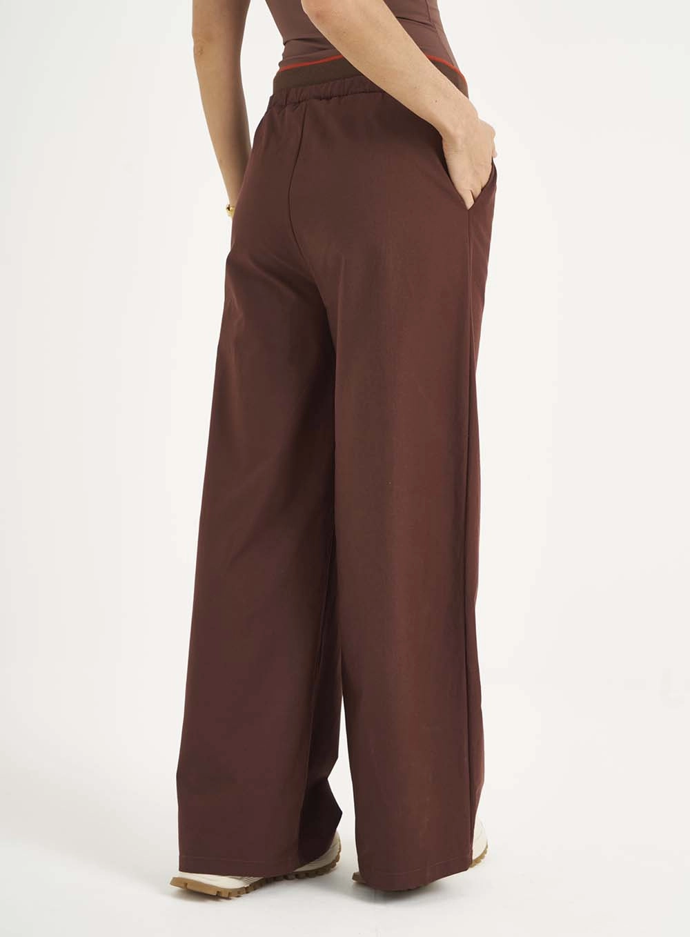 Calça Moletom Feminina Wide Leg Marrom