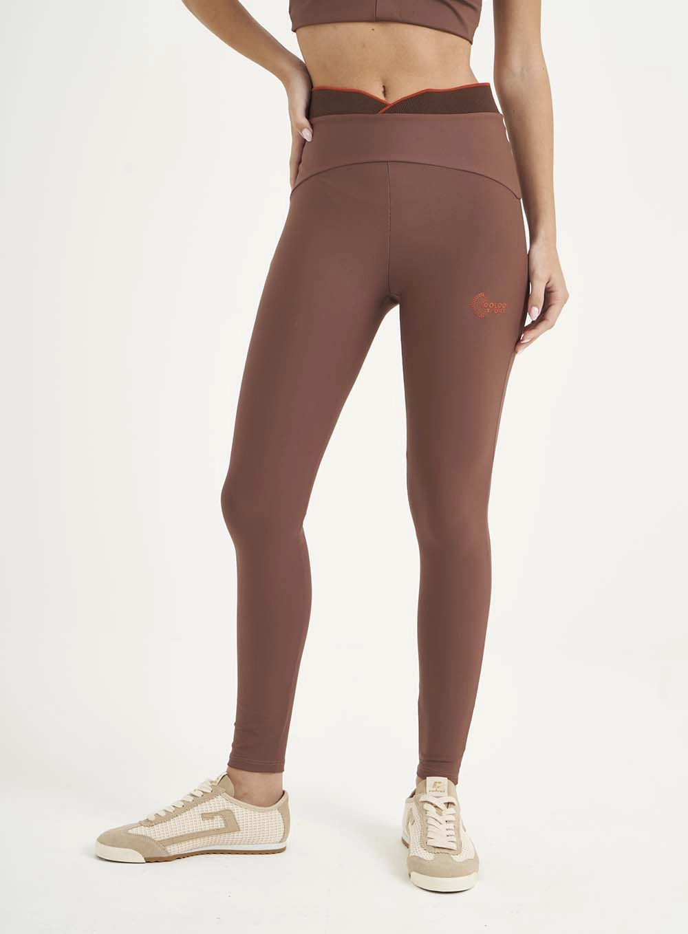 Calça Legging Perfect Com Cós Duplo Marrom
