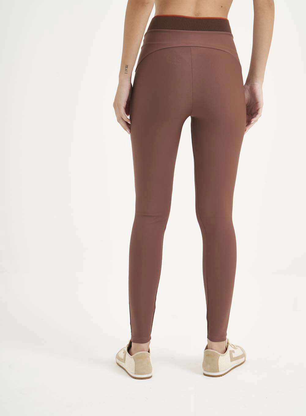 Calça Legging Perfect Com Cós Duplo Marrom