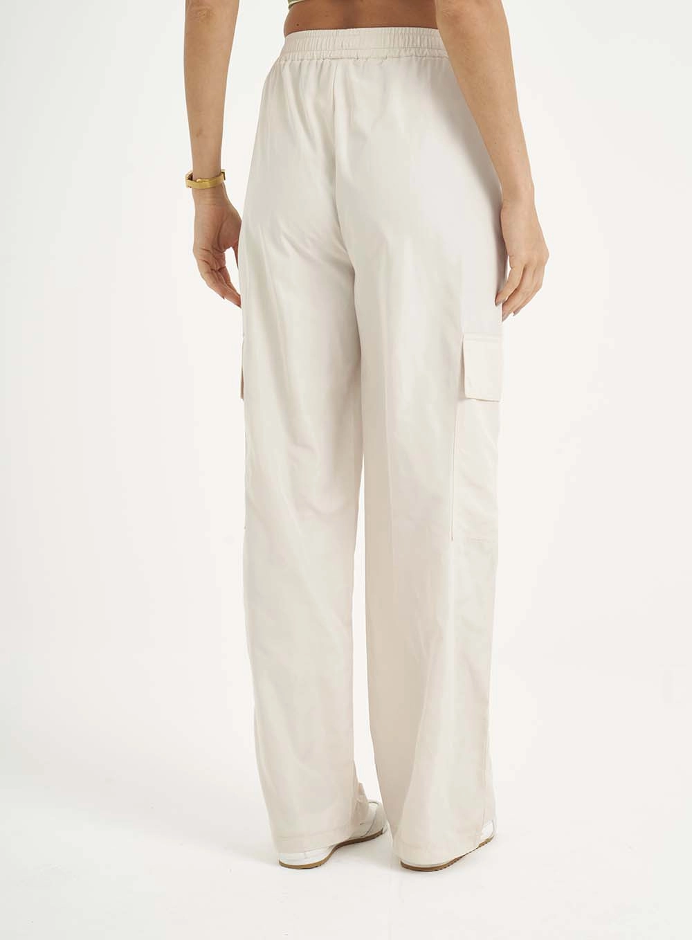 Calça Feminina Wide Leg Nylon Bege
