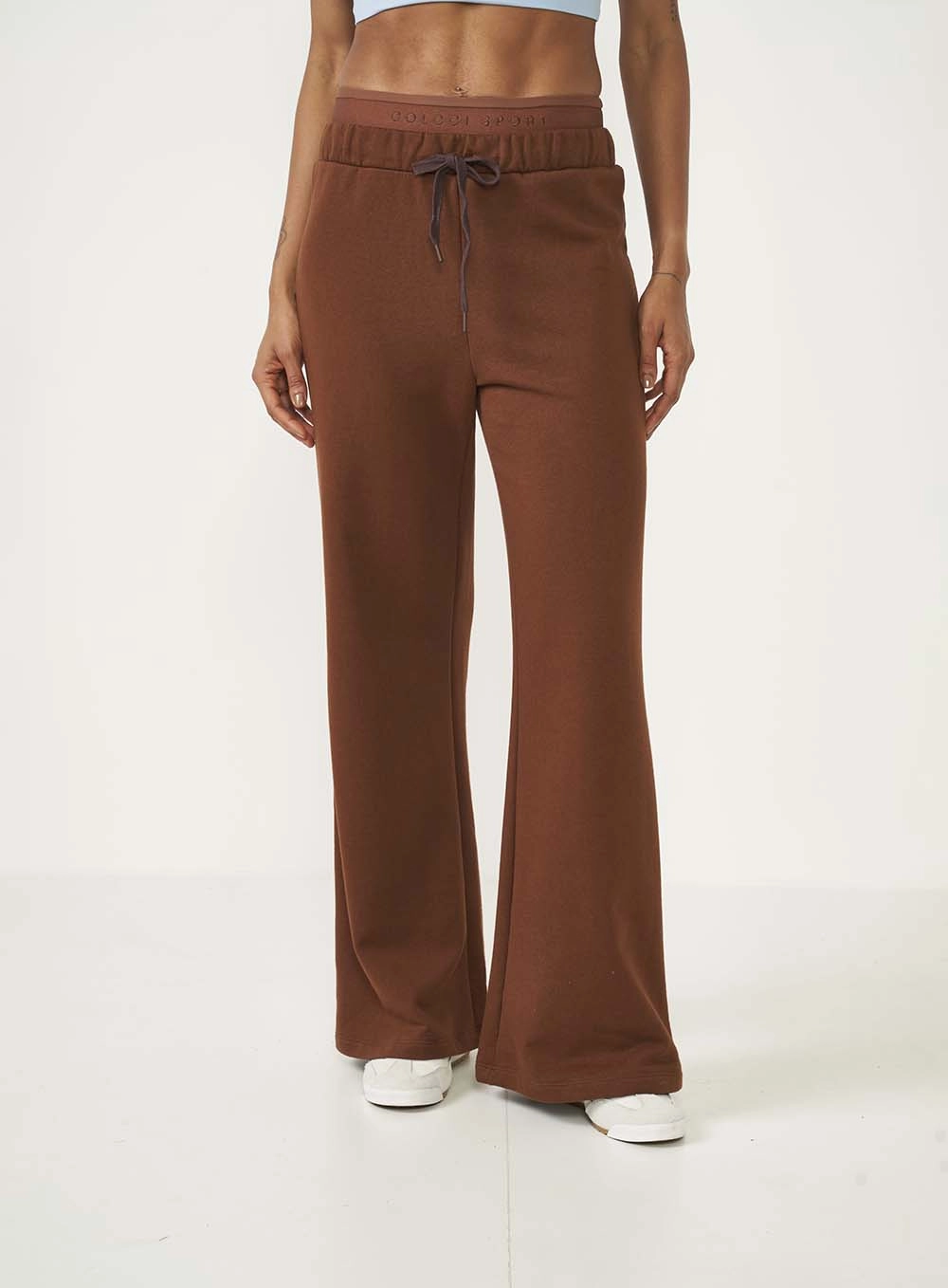 Calça Feminina De Moletom Com Elástico Na Cintura Marrom