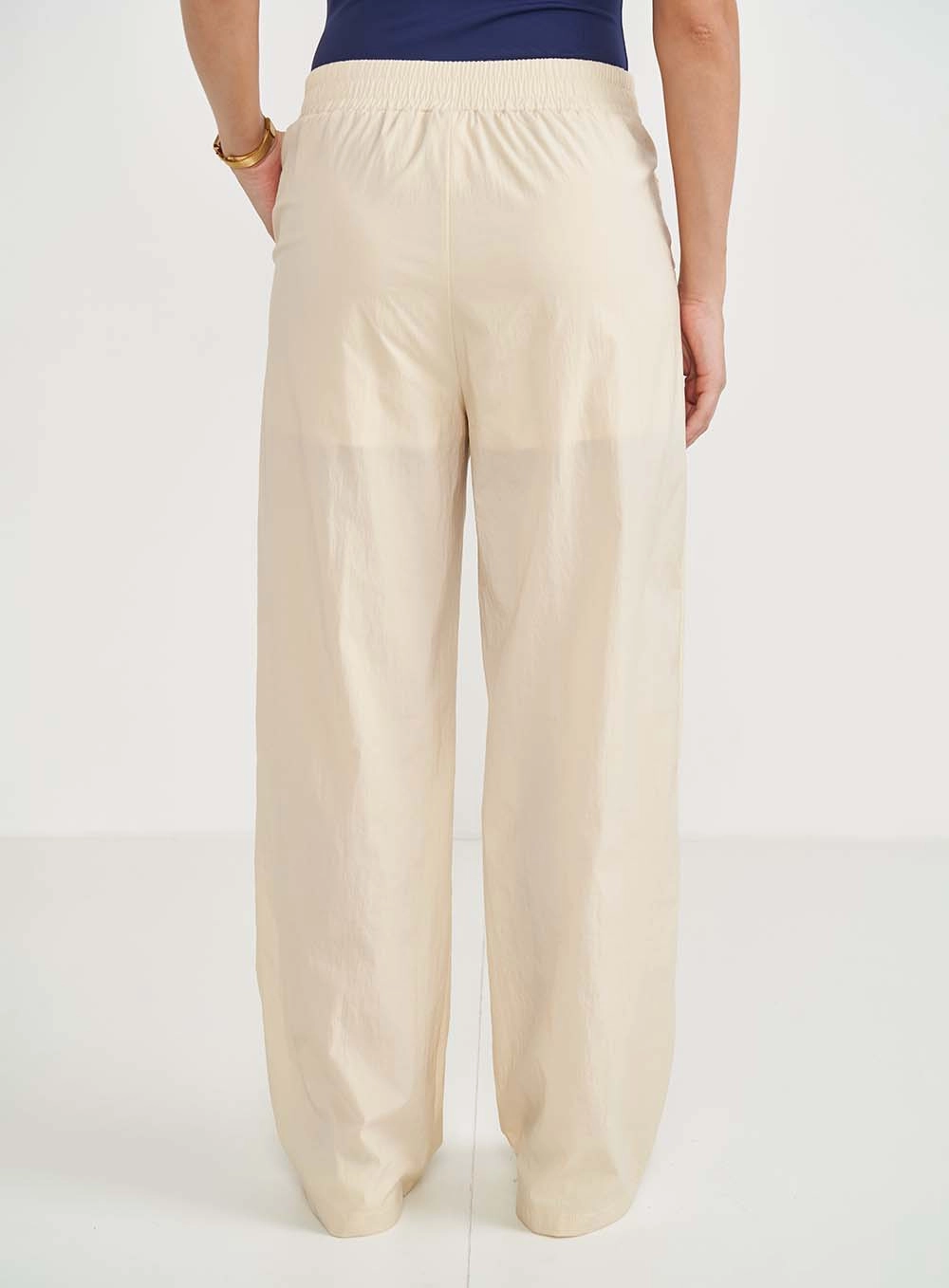 Calça Feminina Nylon Wide Leg Bege