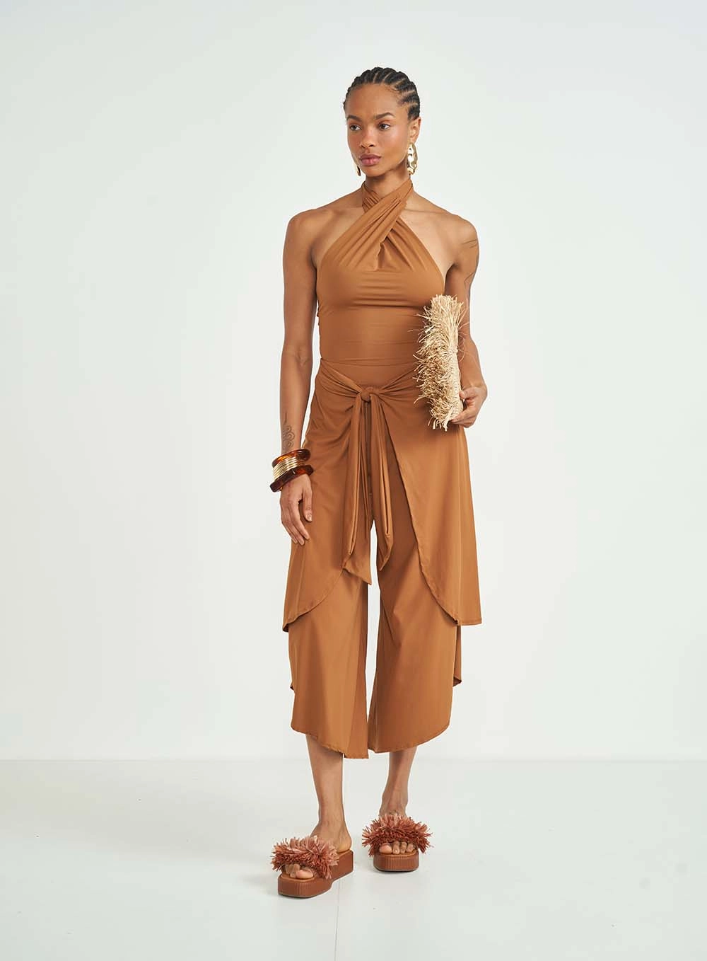 Calça Feminina Loose Pantalona - Não Subir Peça Marrom