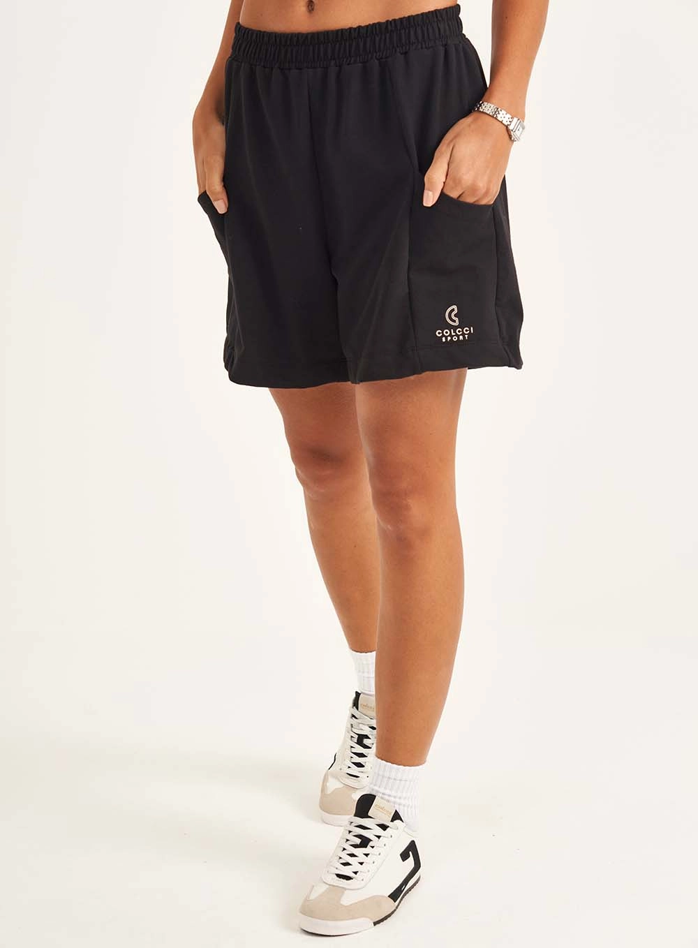 Bermuda Feminina Loose Moletinho Preto