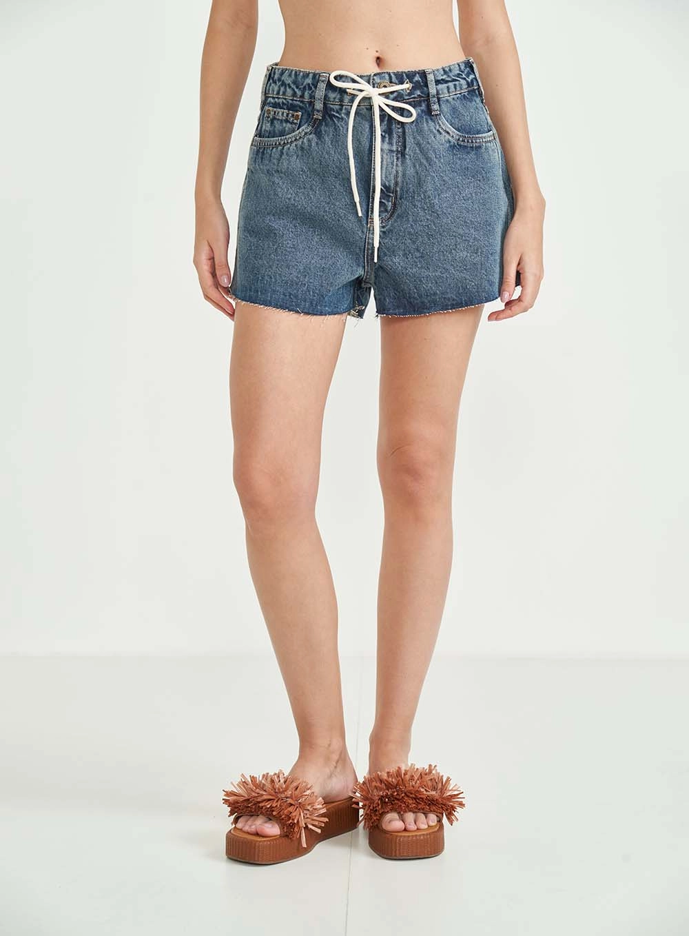Short Jeans Dunnah Com Amarração Índigo
