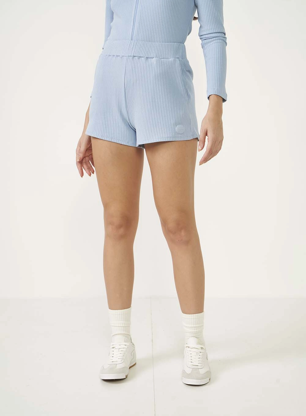 Short Comfort Canelado Azul