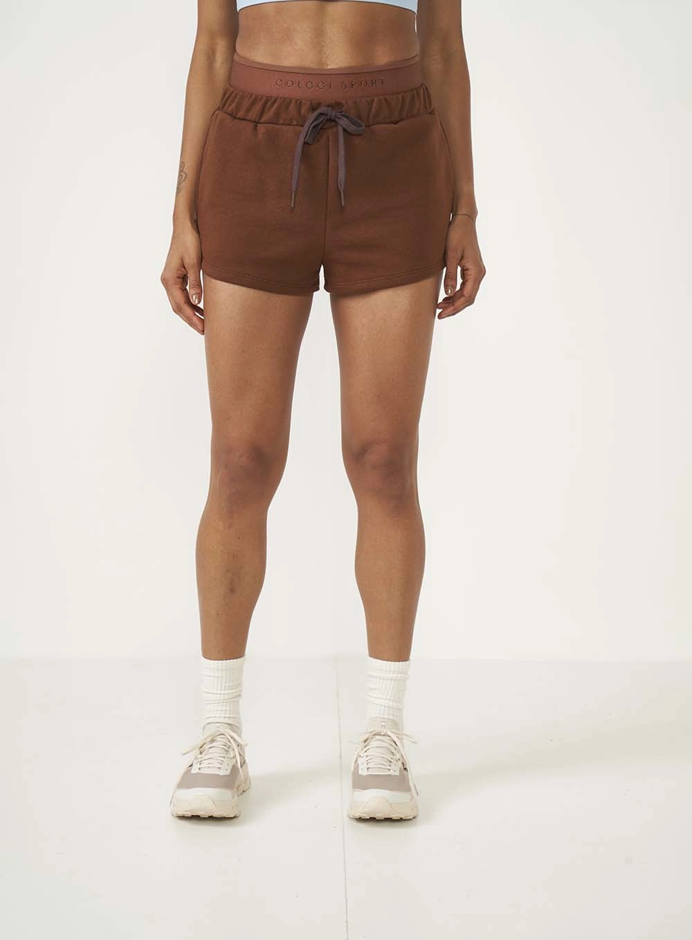 Short Loose Com Amarração E Elástico Marrom