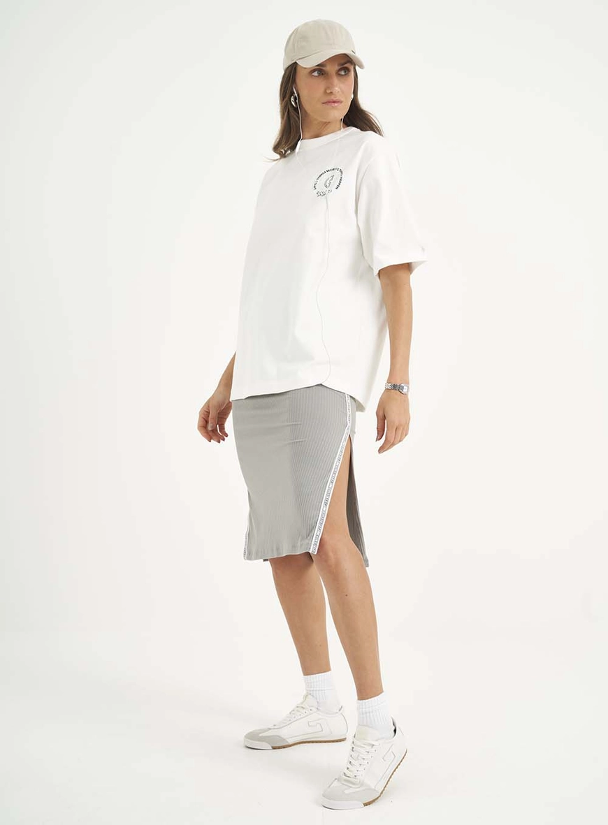 Saia Midi Canelada New Comfort Fit Com Fenda