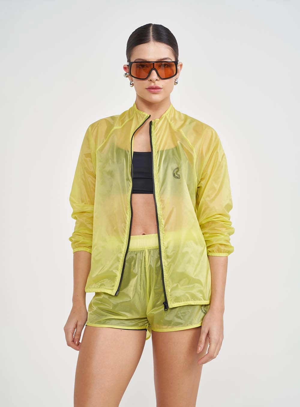 Jaqueta Comfort Nylon Com Transparência Verde