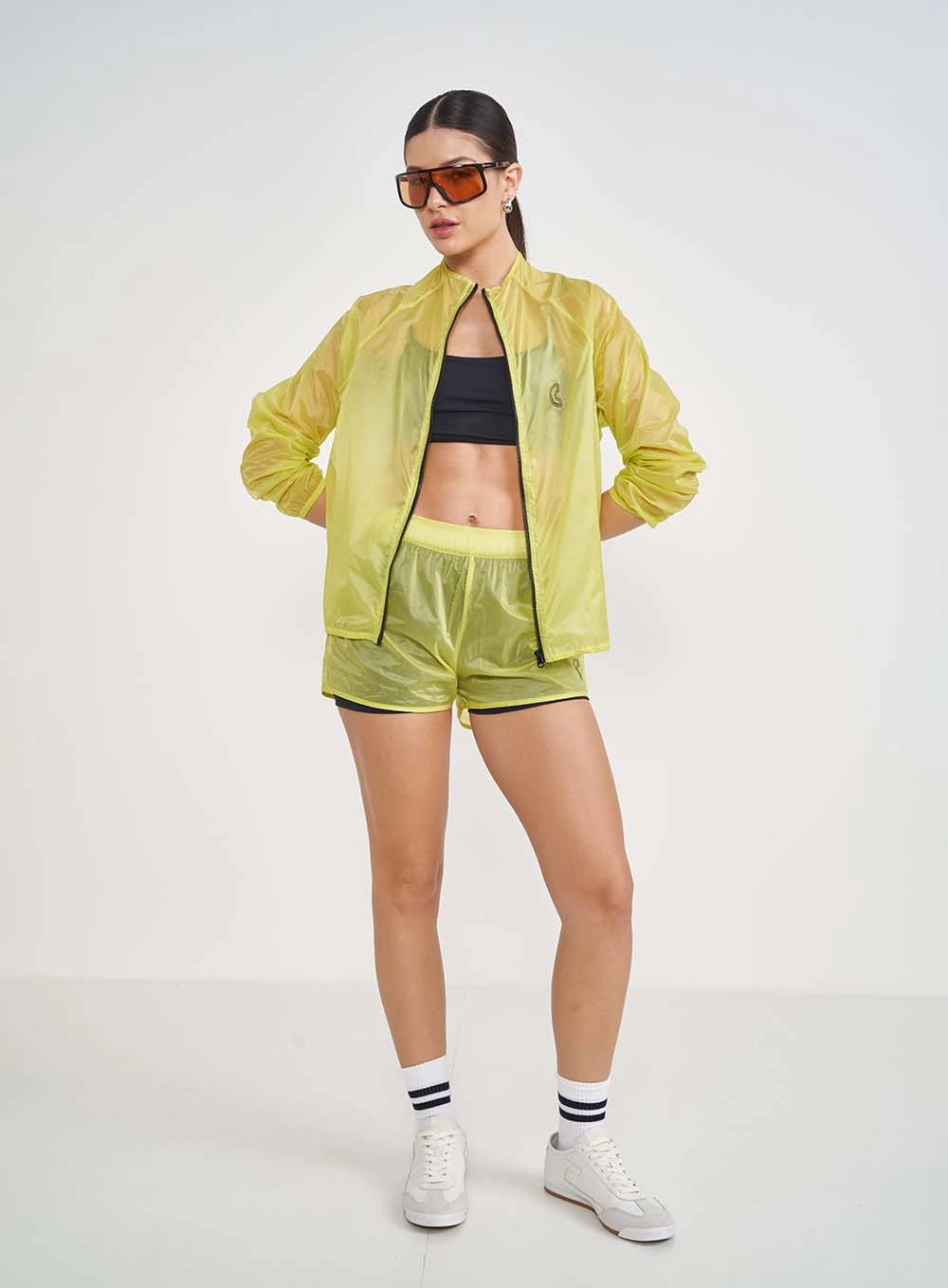 Jaqueta Comfort Nylon Com Transparência Verde